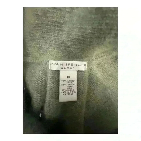 Sarah Spencer 1X Green Wool & Angora Sweater Jacket with Button Detail - Picture 5 of 6